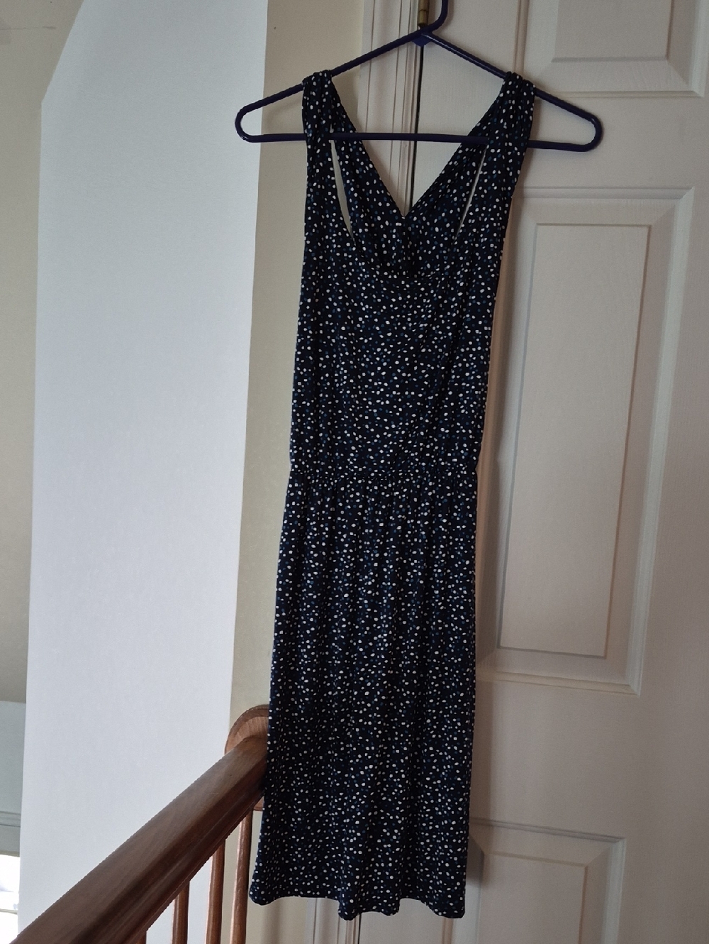 Blue Kaileigh Polka Dot Sleeveless Womens Dress